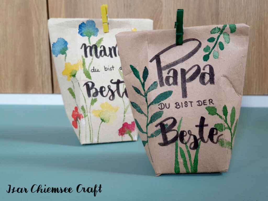 Milchkarton DIY Geschenktüte mit Watercolor und Lettering